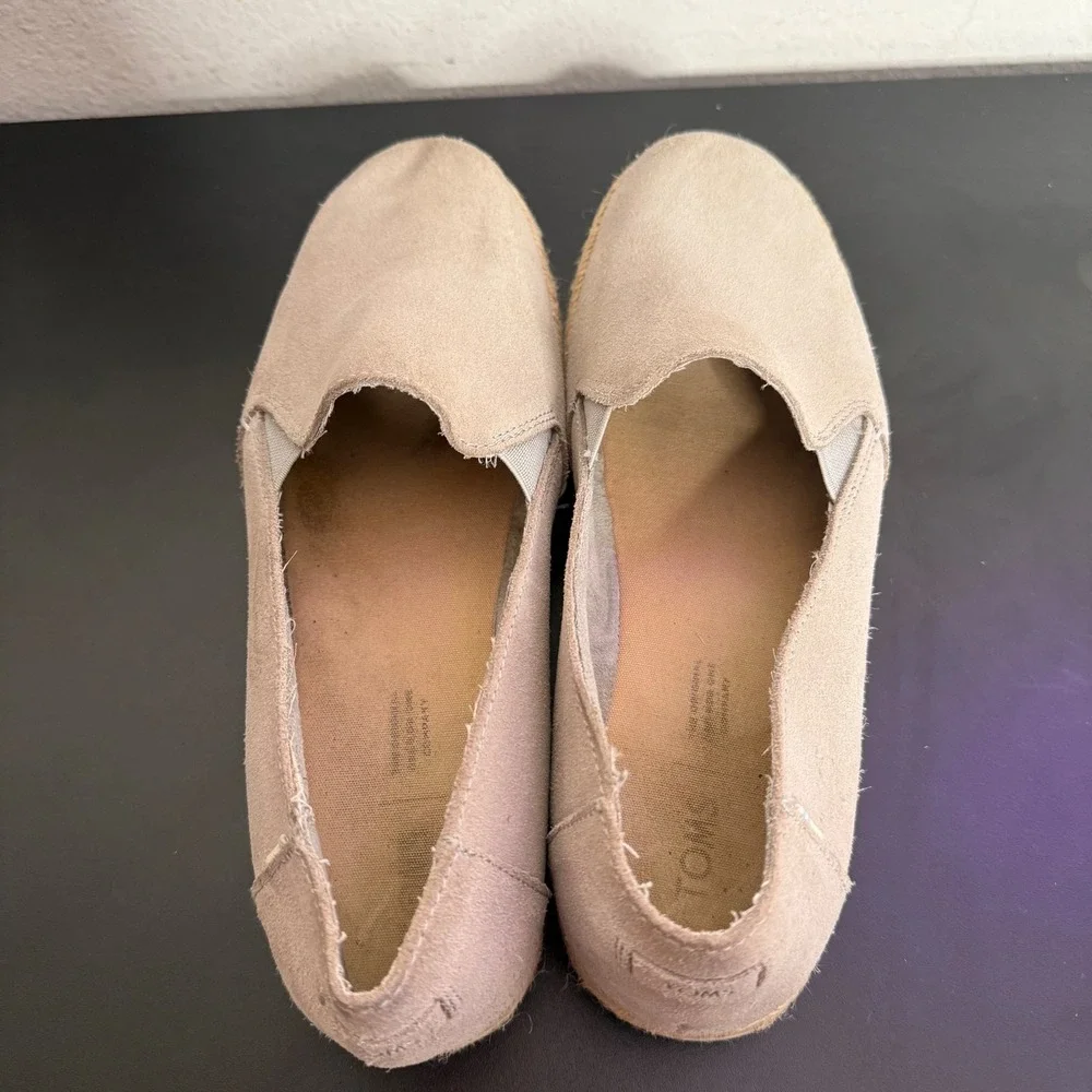 TOMS Palma Suede Platform‎ Espadrille Slip On Jute Shoes Womens 10 Minimalist